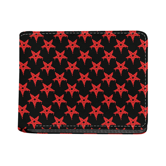 Bloody Satanic Pentagram Pattern Print Bifold Wallet