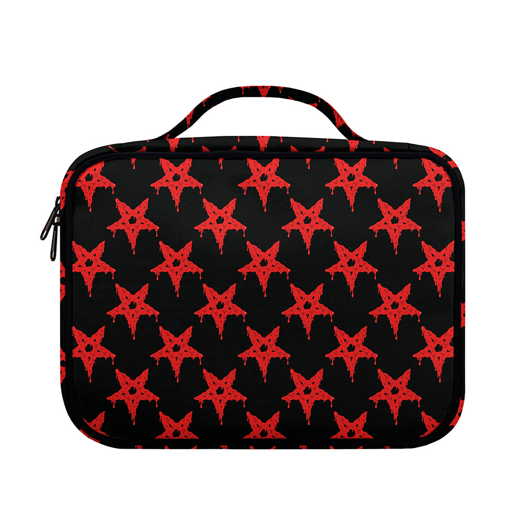 Bloody Satanic Pentagram Pattern Print Briefcase Bible Bag