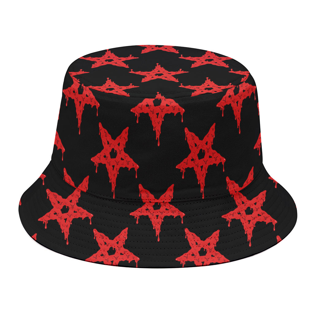 Bloody Satanic Pentagram Pattern Print Bucket Hat