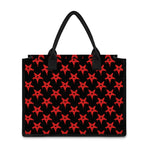 Bloody Satanic Pentagram Pattern Print Canvas Tote Bag