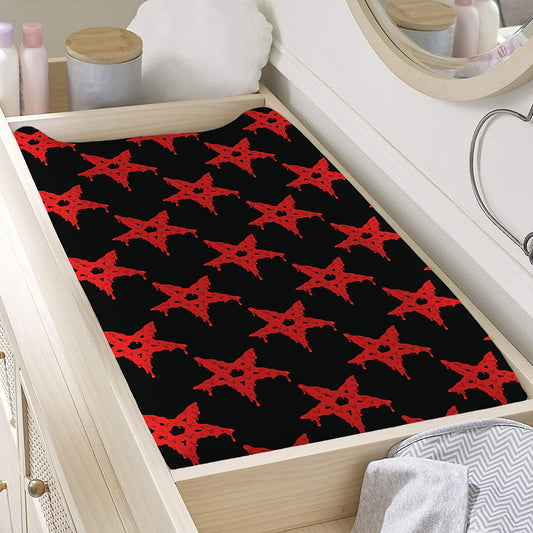 Bloody Satanic Pentagram Pattern Print Changing Pad Cover