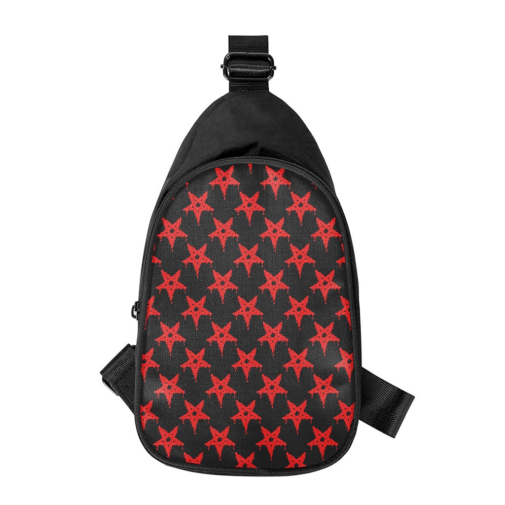 Bloody Satanic Pentagram Pattern Print Chest Bag