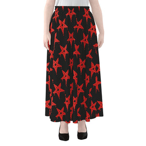 Bloody Satanic Pentagram Pattern Print Chiffon Maxi Skirt