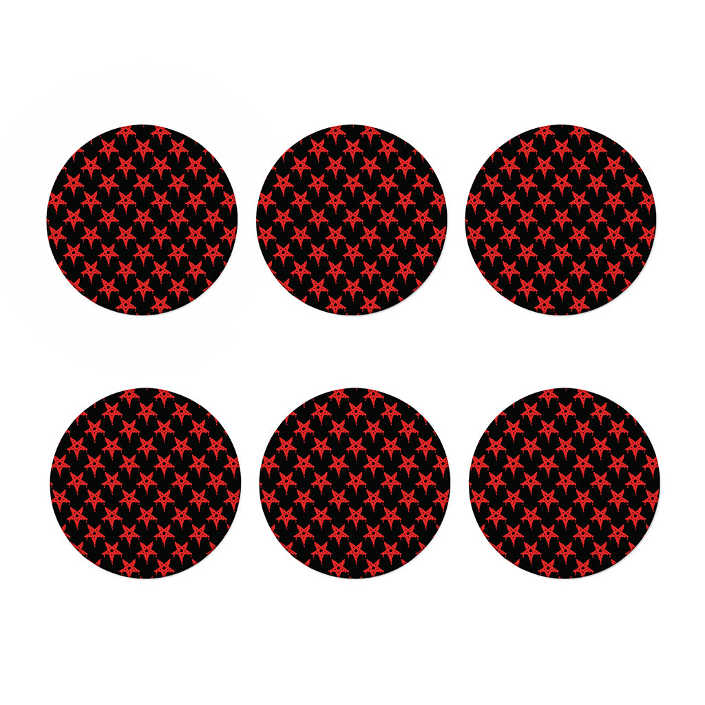 Bloody Satanic Pentagram Pattern Print Coaster Set