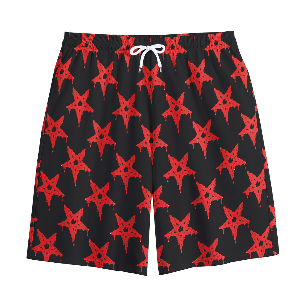 Bloody Satanic Pentagram Pattern Print Cotton Shorts