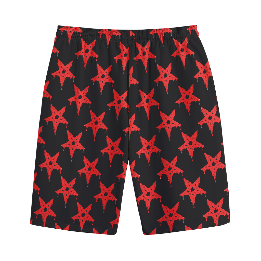 Bloody Satanic Pentagram Pattern Print Cotton Shorts