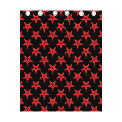 Bloody Satanic Pentagram Pattern Print Curtain