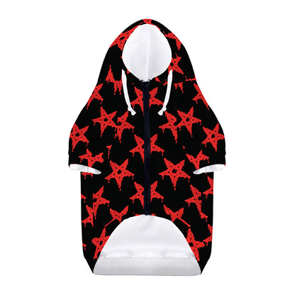 Bloody Satanic Pentagram Pattern Print Dog Zip Up Hoodie