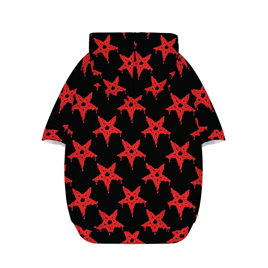 Bloody Satanic Pentagram Pattern Print Dog Zip Up Hoodie