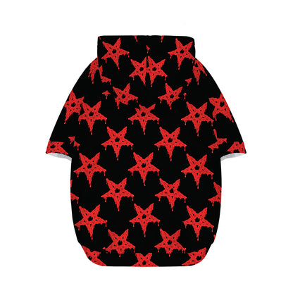 Bloody Satanic Pentagram Pattern Print Dog Zip Up Hoodie