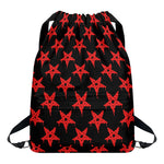 Bloody Satanic Pentagram Pattern Print Drawstring Backpack