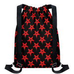 Bloody Satanic Pentagram Pattern Print Drawstring Backpack