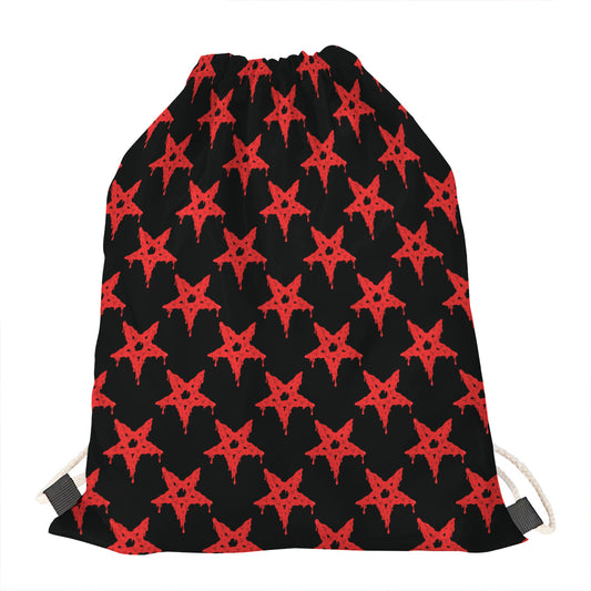 Bloody Satanic Pentagram Pattern Print Drawstring Bag
