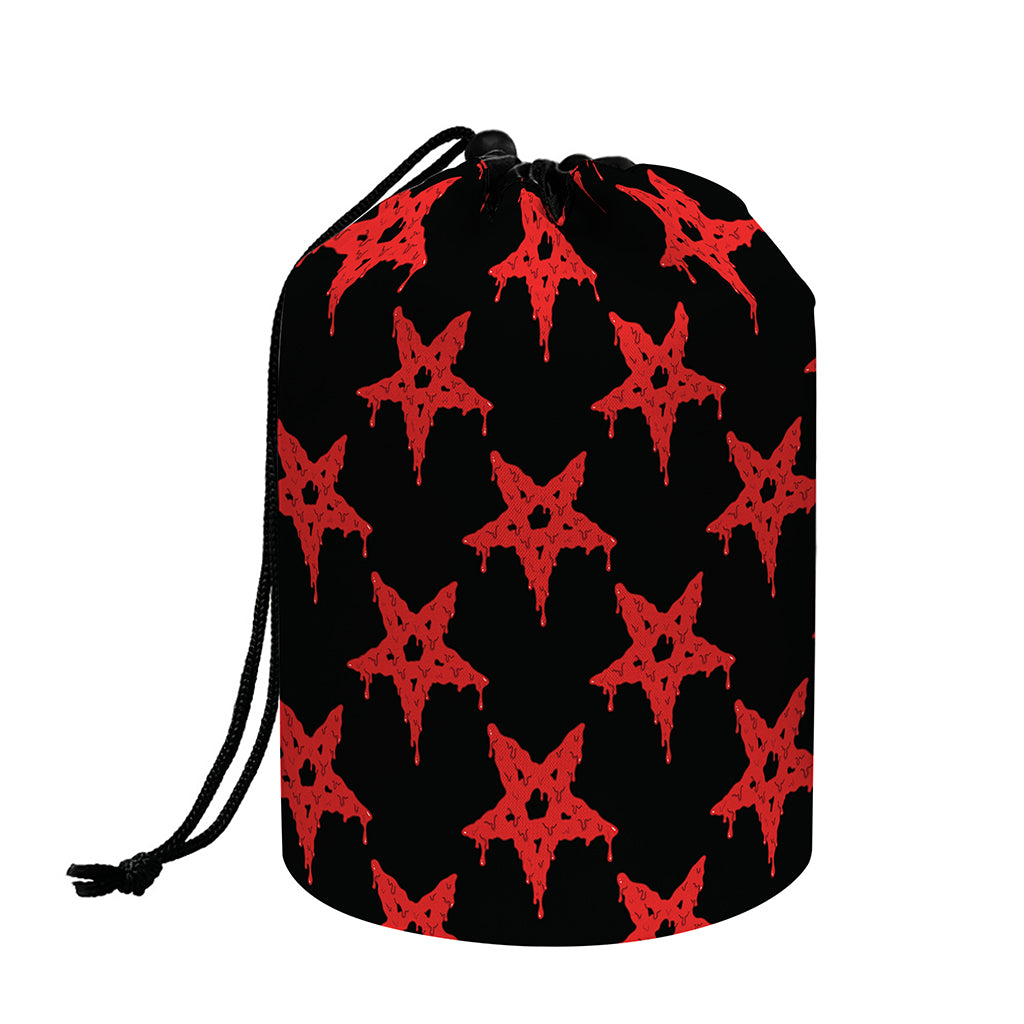 Bloody Satanic Pentagram Pattern Print Drawstring Makeup Bag