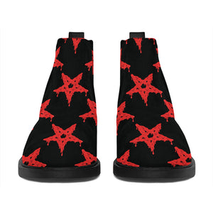 Bloody Satanic Pentagram Pattern Print Flat Ankle Boots