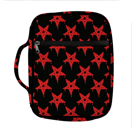 Bloody Satanic Pentagram Pattern Print Front Pocket Bible Bag