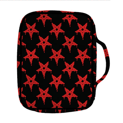 Bloody Satanic Pentagram Pattern Print Front Pocket Bible Bag