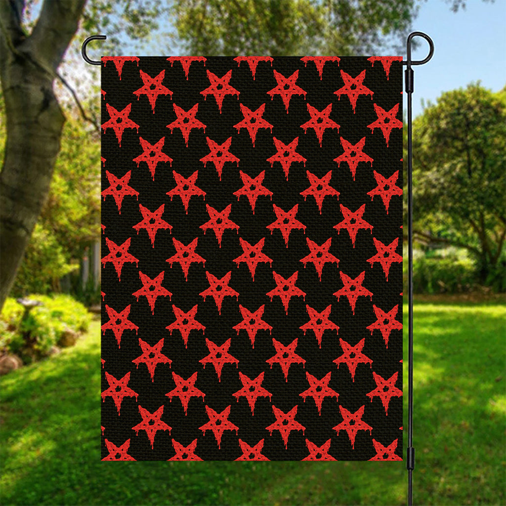 Bloody Satanic Pentagram Pattern Print Garden Flag