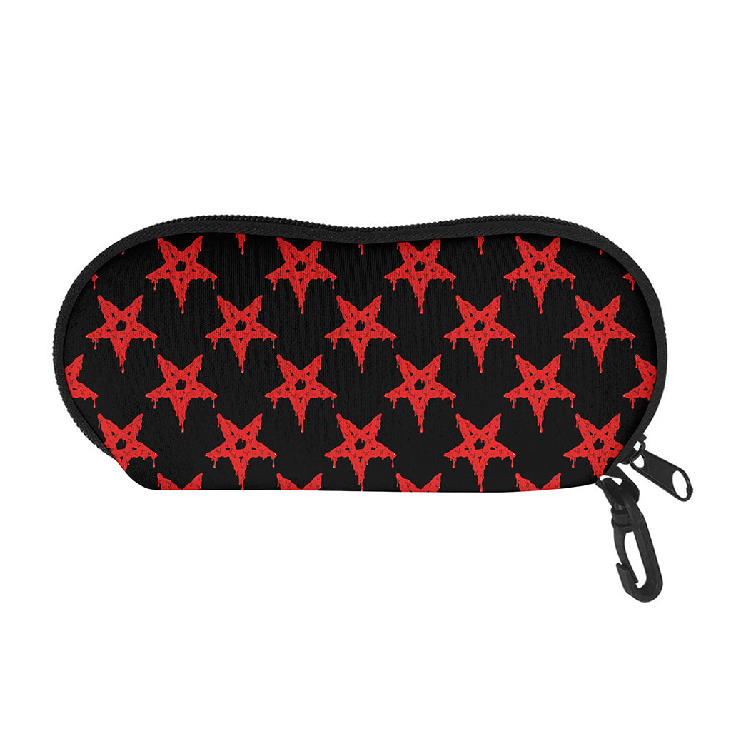 Bloody Satanic Pentagram Pattern Print Glasses Case
