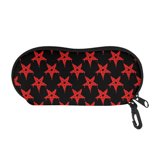 Bloody Satanic Pentagram Pattern Print Glasses Case