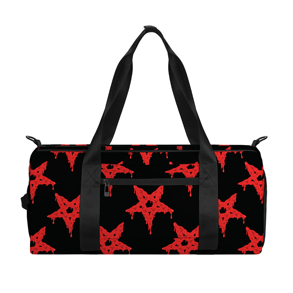 Bloody Satanic Pentagram Pattern Print Gym Bag