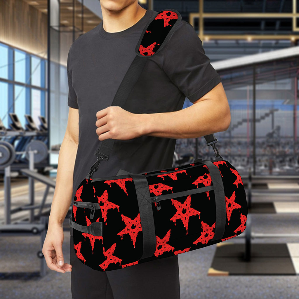 Bloody Satanic Pentagram Pattern Print Gym Bag