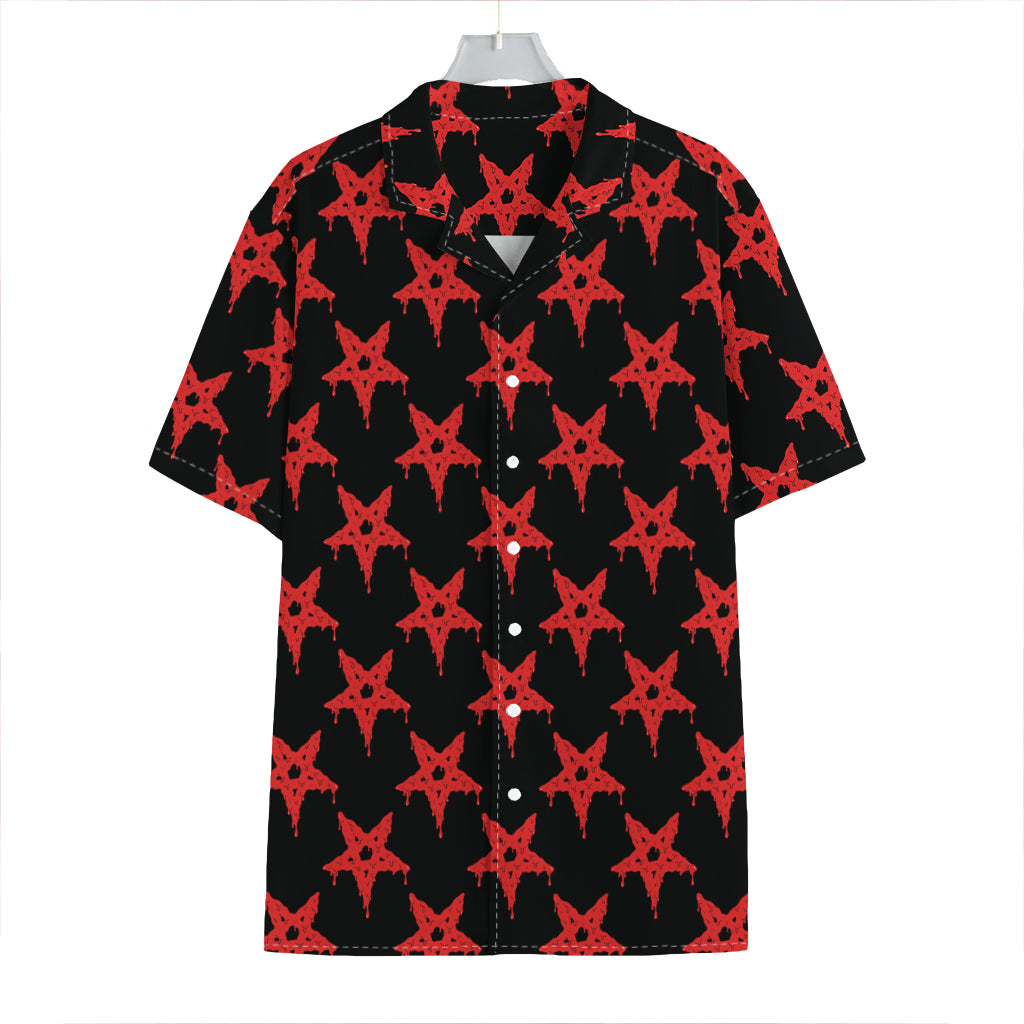 Bloody Satanic Pentagram Pattern Print Hawaiian Shirt