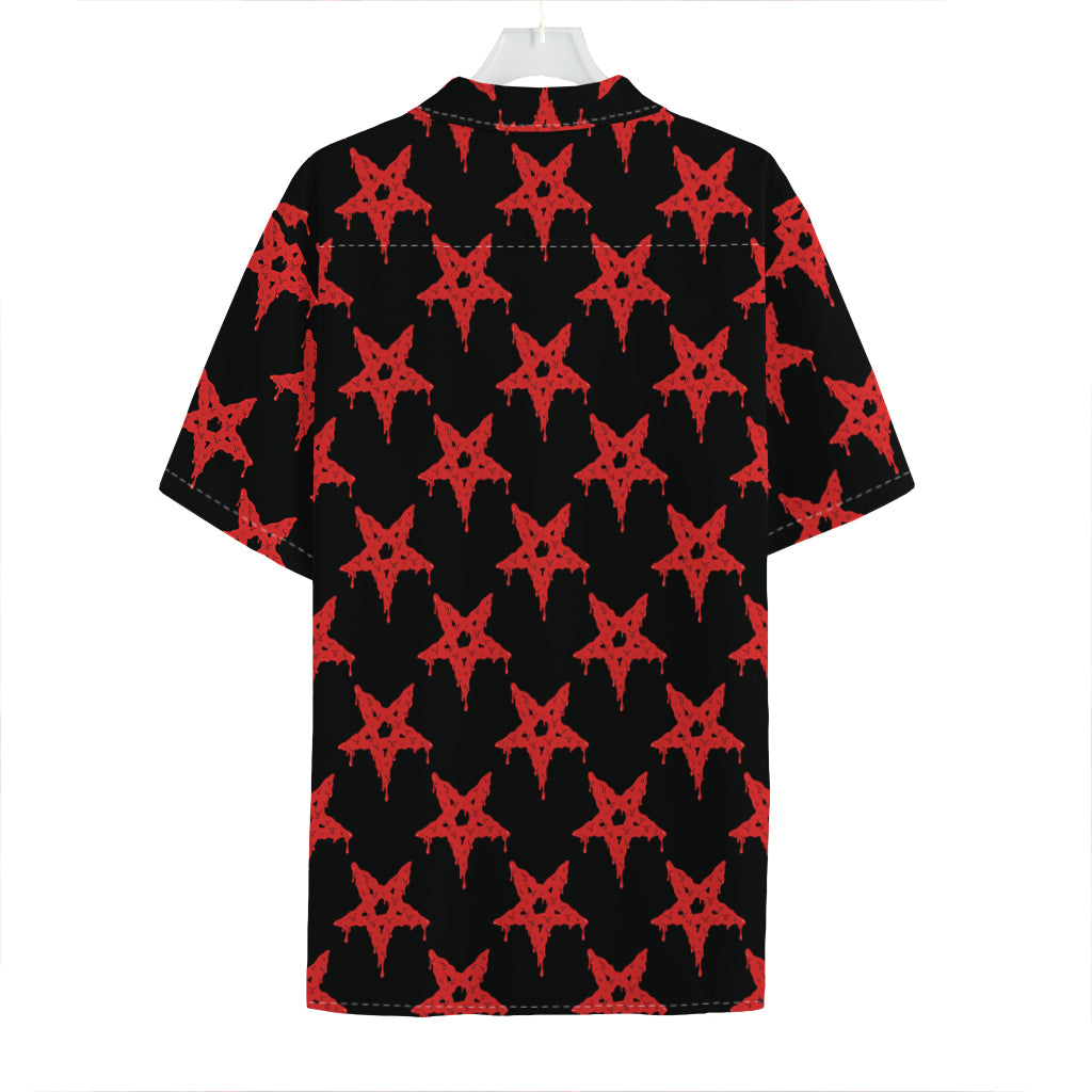 Bloody Satanic Pentagram Pattern Print Hawaiian Shirt