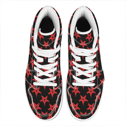 Bloody Satanic Pentagram Pattern Print High Top Leather Sneakers