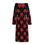 Bloody Satanic Pentagram Pattern Print Hooded Bathrobe