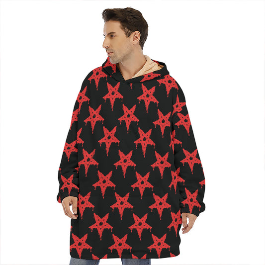 Bloody Satanic Pentagram Pattern Print Hoodie Blanket