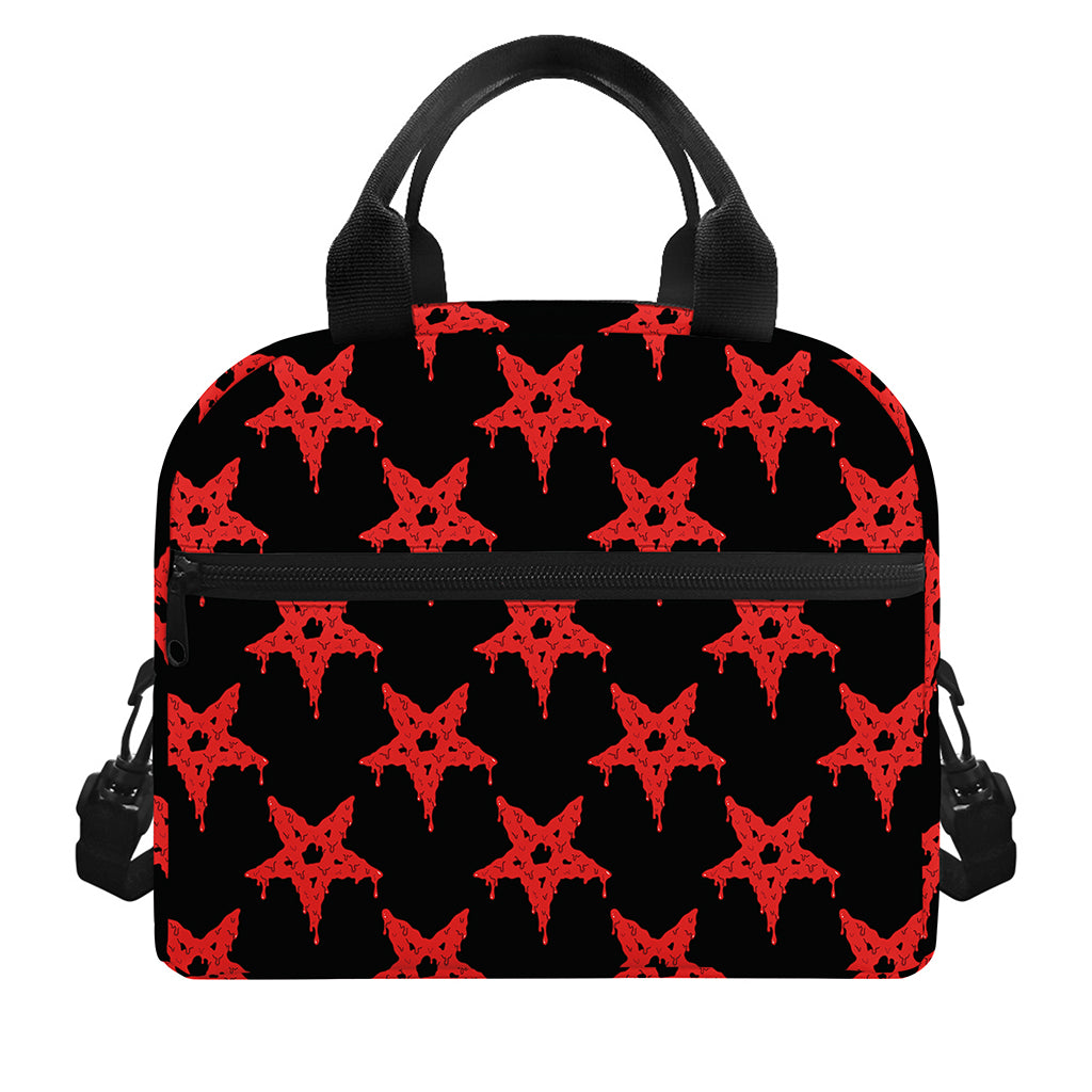 Bloody Satanic Pentagram Pattern Print Insulated Lunch Bag