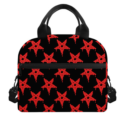 Bloody Satanic Pentagram Pattern Print Insulated Lunch Bag