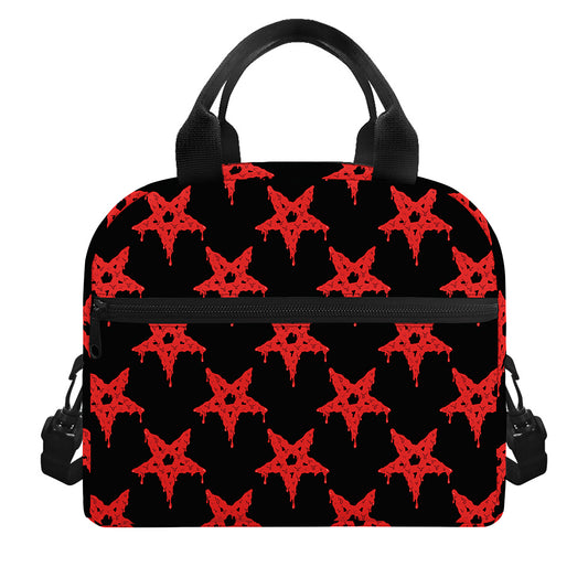 Bloody Satanic Pentagram Pattern Print Insulated Lunch Bag