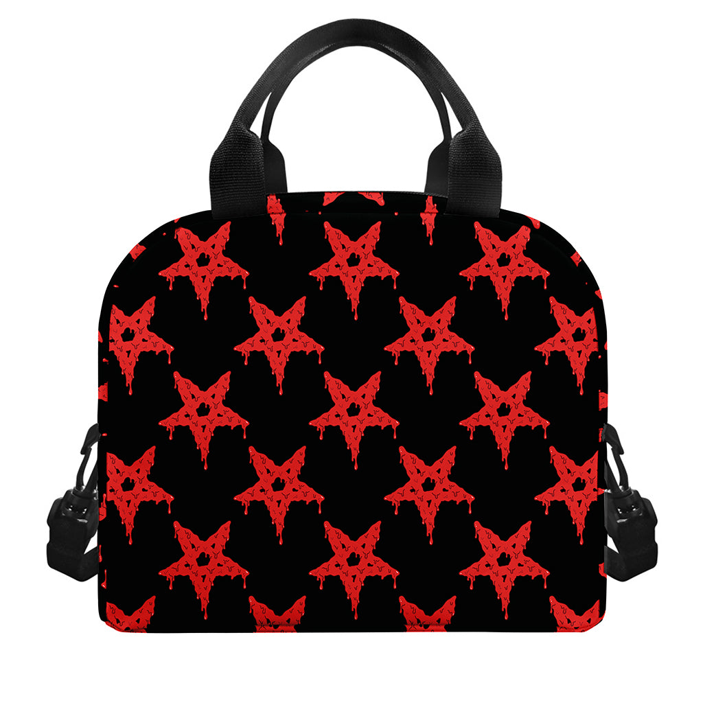 Bloody Satanic Pentagram Pattern Print Insulated Lunch Bag