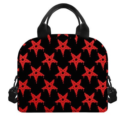 Bloody Satanic Pentagram Pattern Print Insulated Lunch Bag