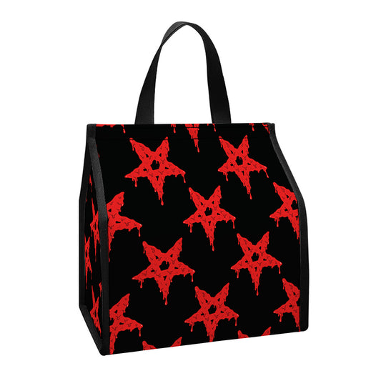 Bloody Satanic Pentagram Pattern Print Insulated Lunch Tote