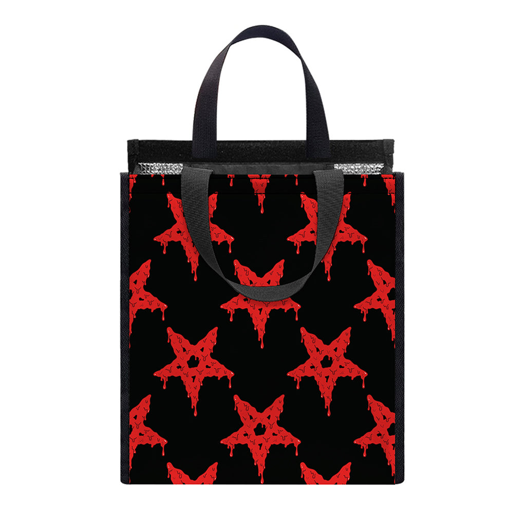 Bloody Satanic Pentagram Pattern Print Insulated Lunch Tote