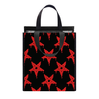 Bloody Satanic Pentagram Pattern Print Insulated Lunch Tote