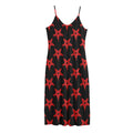 Bloody Satanic Pentagram Pattern Print Jersey Midi Cami Dress