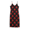 Bloody Satanic Pentagram Pattern Print Jersey Midi Cami Dress