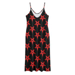 Bloody Satanic Pentagram Pattern Print Jersey Midi Cami Dress
