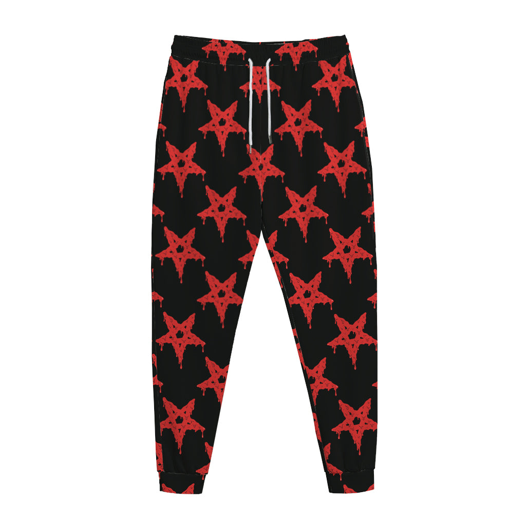 Bloody Satanic Pentagram Pattern Print Jogger Pants