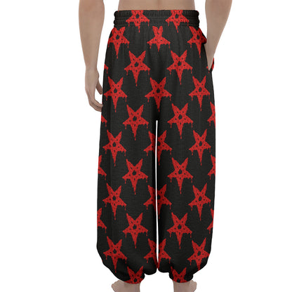 Bloody Satanic Pentagram Pattern Print Lantern Pants
