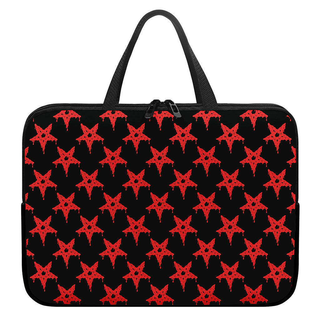 Bloody Satanic Pentagram Pattern Print Laptop Sleeve With Handle