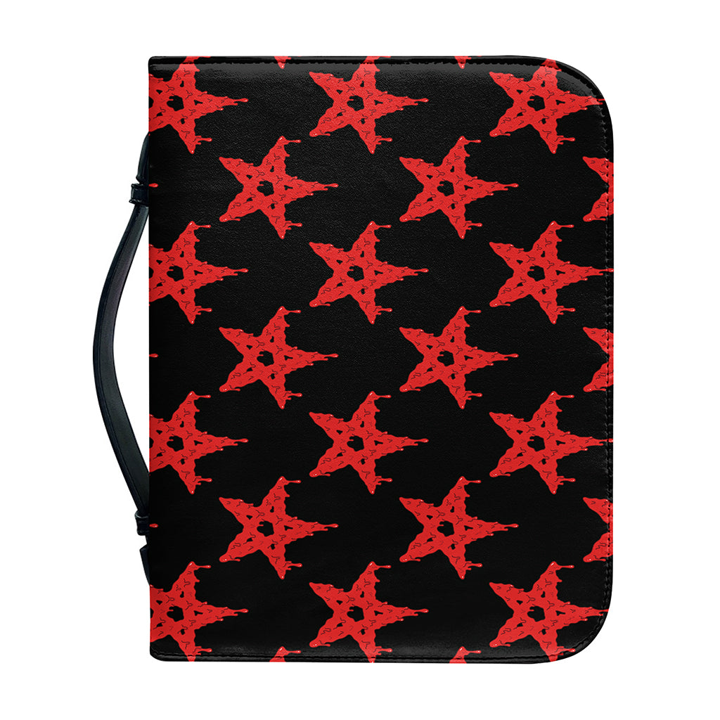 Bloody Satanic Pentagram Pattern Print Leather Bible Cover