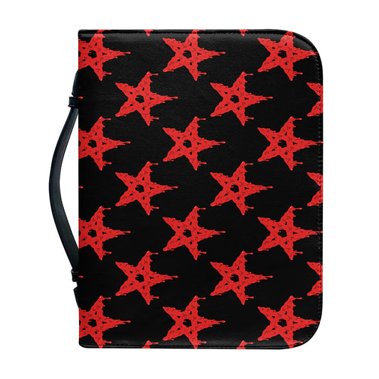 Bloody Satanic Pentagram Pattern Print Leather Bible Cover