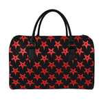 Bloody Satanic Pentagram Pattern Print Leather Duffle Bag