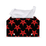 Bloody Satanic Pentagram Pattern Print Leather Tissue Box Cover