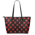 Bloody Satanic Pentagram Pattern Print Leather Tote Bag With Zipper